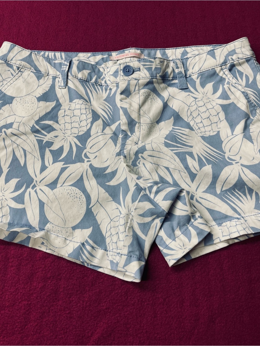 Victoria's Secret Blue and White Tropical Print Flat Front Shorts